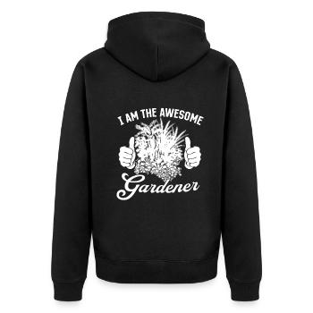 Hobby Gardener - I am the awesome gardener - Unisex Premium Bio Zip Hoodie - Schwarz - Hinten - Nico (187cm)
