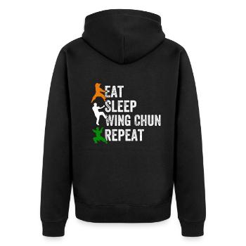 Manger Dormir Wing Chun Répéter - Wing Chun Drôle - Veste à capuche bio Premium Unisexe - noir - Dos - Nico (187cm)
