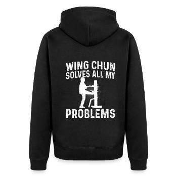 Le Wing Chun résout tous mes problèmes - Wing Chun Fight - Veste à capuche bio Premium Unisexe - noir - Dos - Nico (187cm)