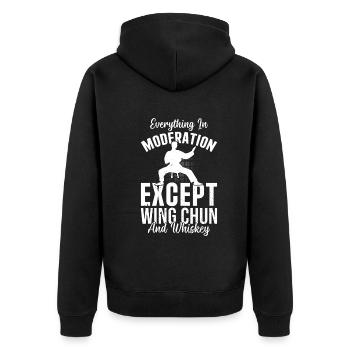 Tout avec modération sauf le Wing Chun et les whis - Veste à capuche bio Premium Unisexe - noir - Dos - Nico (187cm)