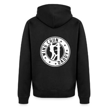 Wing Chun Daddy Wing Chun - Unisex Premium Bio Zip Hoodie - Schwarz - Hinten - Nico (187cm)