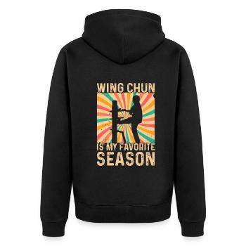 Le Wing Chun est ma saison préférée - Wing Chun Fighte - Veste à capuche bio Premium Unisexe - noir - Dos - Nico (187cm)