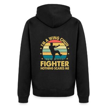 Je suis un combattant de Wing Chun, rien ne me fait peur - Wing C - Veste à capuche bio Premium Unisexe - noir - Dos - Nico (187cm)