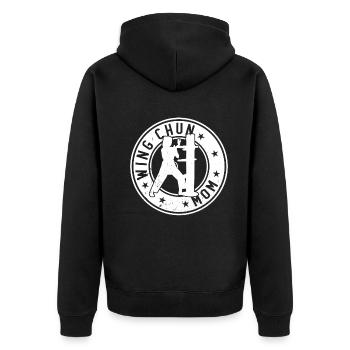 Wing Chun Mom Wing Chun Mama - Unisex Premium Bio Zip Hoodie - Schwarz - Hinten - Nico (187cm)