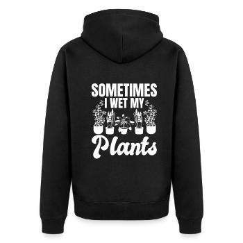 Parfois, je mouille mes plantes - Jardinier drôle - Veste à capuche bio Premium Unisexe - noir - Dos - Nico (187cm)