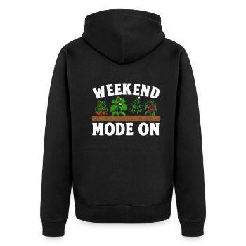 Gardener Gardening Landscaper - Gardening Mode On - Unisex Premium Bio Zip Hoodie - Schwarz - Hinten - Nico (187cm)