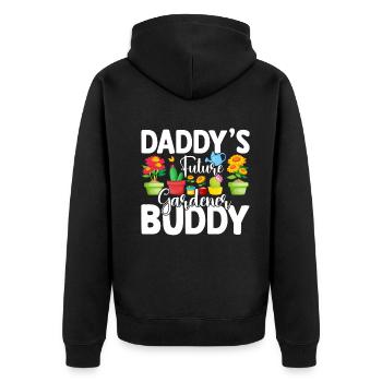 Daddys Future gardener Buddy - Baby Gardener - Unisex Premium Bio Zip Hoodie - Schwarz - Hinten - Nico (187cm)