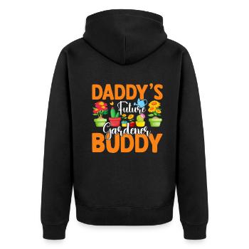 Baby Gardener - Daddys Future gardener Buddy - Unisex Premium Bio Zip Hoodie - Schwarz - Hinten - Nico (187cm)
