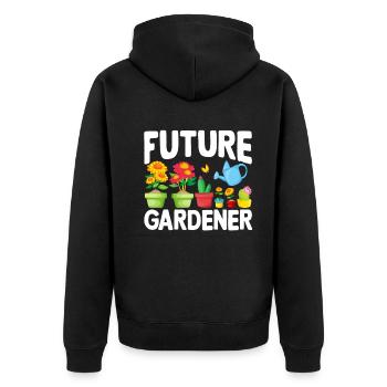 Jardinage Bébé Futur jardinier bébé - Veste à capuche bio Premium Unisexe - noir - Dos - Nico (187cm)