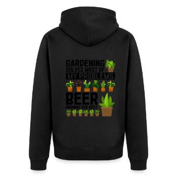 Gardening solves most of my problems beer drowns t - Unisex Premium Organic Zip Hoodie - black - Back - Nico (187cm)