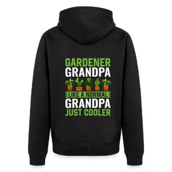 Jardinier Papi comme un Papi normal juste plus frais - Veste à capuche bio Premium Unisexe - noir - Dos - Nico (187cm)