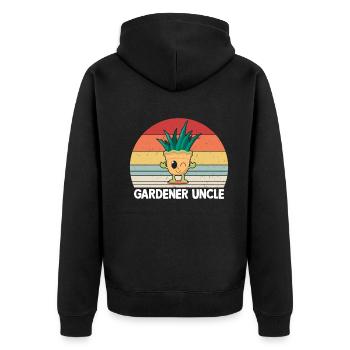 Gardening Uncle Hobby Gardener Uncle - Unisex Premium Bio Zip Hoodie - Schwarz - Hinten - Nico (187cm)