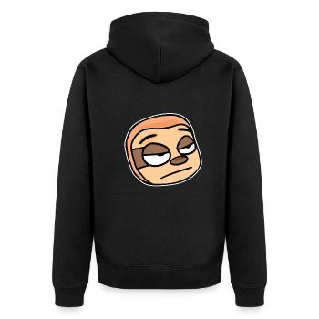 Faultier Kopf Tier - Unisex Premium Bio Zip Hoodie - Schwarz - Hinten - Nico (187cm)