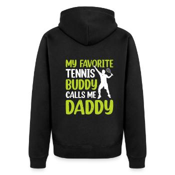 Mon copain de tennis préféré m’appelle papa papa de tennis - Veste à capuche bio Premium Unisexe - noir - Dos - Nico (187cm)
