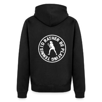 Jeu de tennis Amateur de tennis - Je préfère jouer à T - Veste à capuche bio Premium Unisexe - noir - Dos - Nico (187cm)