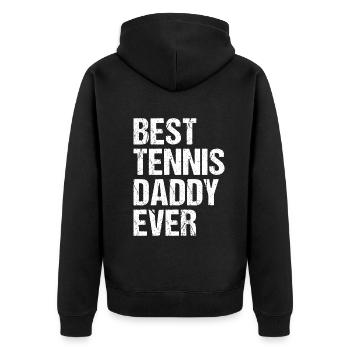Best Tennis Daddy Ever - Tennis Daddy - Unisex Premium Bio Zip Hoodie - Schwarz - Hinten - Nico (187cm)