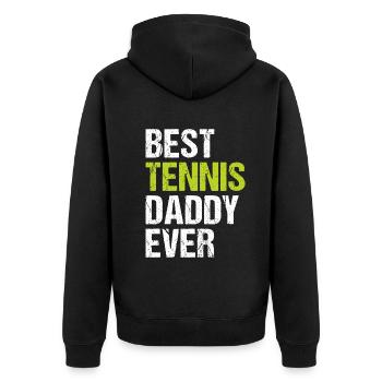 Best Tennis Daddy Ever - Tennis Daddy Tennis Playe - Unisex Premium Bio Zip Hoodie - Schwarz - Hinten - Nico (187cm)