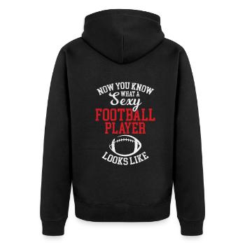 Now You Know What A Sexy Football Player Looks Lik - Unisex Premium Bio Zip Hoodie - Schwarz - Hinten - Nico (187cm)