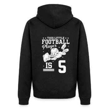 5ème Anniversaire Footballeur - 5 ans Footbal - Veste à capuche bio Premium Unisexe - noir - Dos - Nico (187cm)