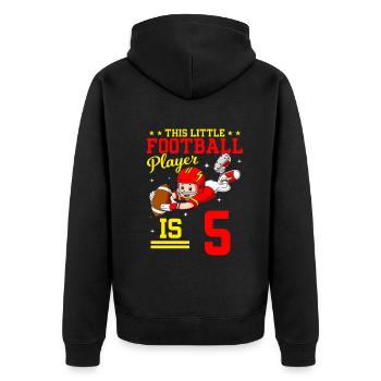 5ème anniversaire Joueur de football - Veste à capuche bio Premium Unisexe - noir - Dos - Nico (187cm)