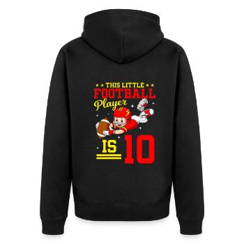 10e anniversaire Joueur de football - Veste à capuche bio Premium Unisexe - noir - Dos - Nico (187cm)