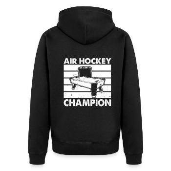 Air Hockey Champion - Air Hockey Player - Unisex Premium Bio Zip Hoodie - Schwarz - Hinten - Nico (187cm)