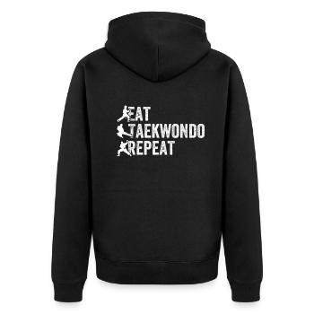 Manger du Taekwondo Repeat - Taekwondo Fighter - Veste à capuche bio Premium Unisexe - noir - Dos - Nico (187cm)
