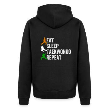 Manger Dormir Taekwondo Répéter - Art martial Taekwondo - Veste à capuche bio Premium Unisexe - noir - Dos - Nico (187cm)