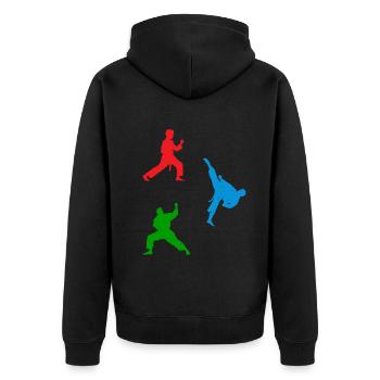 Taekwondo Martial Arts Taekwondo Fighter Silhouett - Unisex Premium Bio Zip Hoodie - Schwarz - Hinten - Nico (187cm)