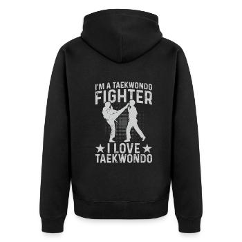 Je suis un combattant de taekwondo - Veste à capuche bio Premium Unisexe - noir - Dos - Nico (187cm)