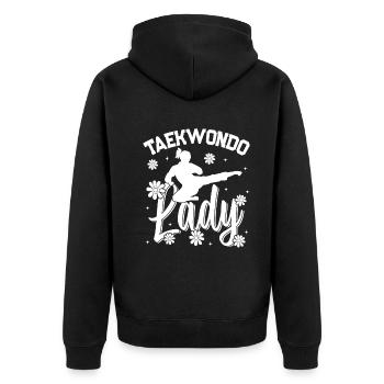 Taekwondo Lady Taekwondo Combattante - Veste à capuche bio Premium Unisexe - noir - Dos - Nico (187cm)