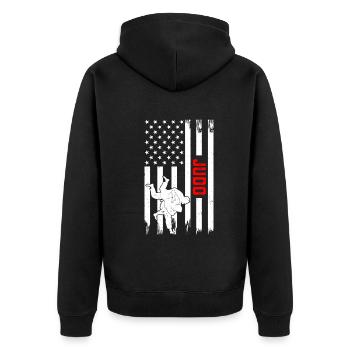 Judo Fighter Judo Martial Arts Judo US Flag Judo - Unisex Premium Organic Zip Hoodie - black - Back - Nico (187cm)