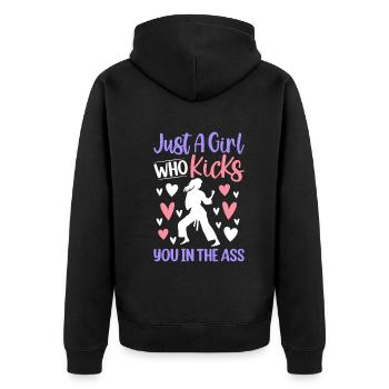 Juste une fille qui vous botte le cul - Judo Girl J - Veste à capuche bio Premium Unisexe - noir - Dos - Nico (187cm)