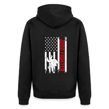 Judo Combattant Drapeau US Judo Arts Martiaux Judo - Veste à capuche bio Premium Unisexe - noir - Dos - Nico (187cm)