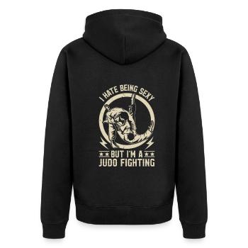 Judo Fighting - I hate being sexy but I'm a Judo F - Unisex Premium Organic Zip Hoodie - black - Back - Nico (187cm)