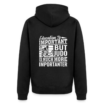 L’éducation est importante, mais le judo est beaucoup plus important - Veste à capuche bio Premium Unisexe - noir - Dos - Nico (187cm)
