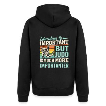 L’éducation est importante, mais le judo est beaucoup plus important - Veste à capuche bio Premium Unisexe - noir - Dos - Nico (187cm)