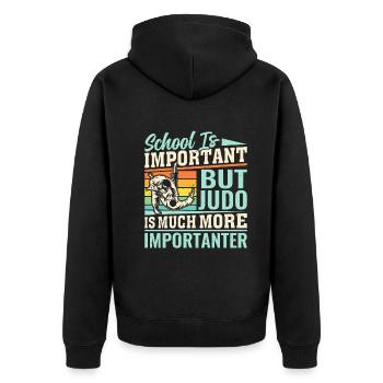 L’école est importante, mais le judo est beaucoup plus important - Veste à capuche bio Premium Unisexe - noir - Dos - Nico (187cm)