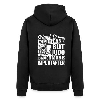 L’école est importante, mais le judo est beaucoup plus important - Veste à capuche bio Premium Unisexe - noir - Dos - Nico (187cm)