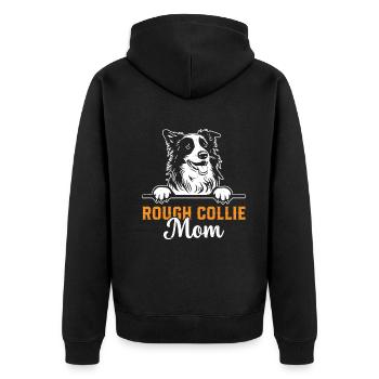 Rough Collie Mom Rough Collie Dog Lover Rough Coll - Unisex Premium Bio Zip Hoodie - Schwarz - Hinten - Nico (187cm)