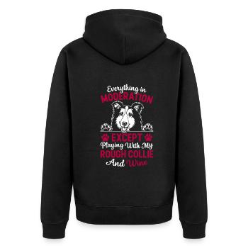 Everything in moderation except playing with my Ro - Unisex Premium Organic Zip Hoodie - black - Back - Nico (187cm)