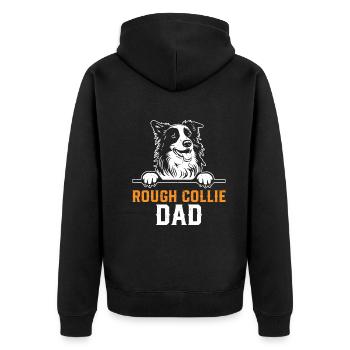 Rough Collie Papa Rough Collie Amoureux des chiens Daddy Roug - Veste à capuche bio Premium Unisexe - noir - Dos - Nico (187cm)