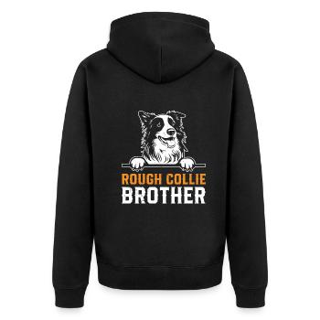 Rough Collie Dog Lover Brother Rough Collie Brothe - Unisex Premium Organic Zip Hoodie - black - Back - Nico (187cm)