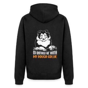 Rough Collie Lover - Je préfère être avec mon Rough C - Veste à capuche bio Premium Unisexe - noir - Dos - Nico (187cm)