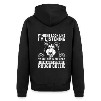 Mais dans ma tête, je joue avec mon Rough Collie - Veste à capuche bio Premium Unisexe - noir - Dos - Nico (187cm)