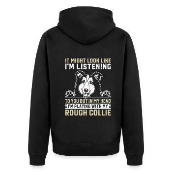 Mais dans ma tête, je joue avec mon Rough Collie - Veste à capuche bio Premium Unisexe - noir - Dos - Nico (187cm)