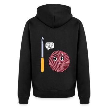 Crochet - Just let me finish this row - Funny Croc - Unisex Premium Bio Zip Hoodie - Schwarz - Hinten - Nico (187cm)