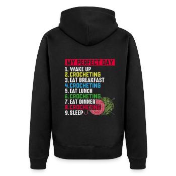 Crocheting - My Perfect Day - Crochet Day Plan - Unisex Premium Bio Zip Hoodie - Schwarz - Hinten - Nico (187cm)