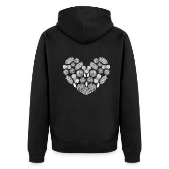 Crocheting Crochet Heart With Crochet Yarn Balls - Unisex Premium Bio Zip Hoodie - Schwarz - Hinten - Nico (187cm)
