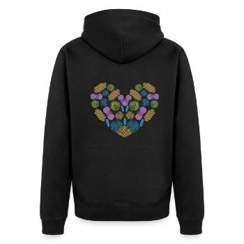 Crocheter Crochet Heart With Crochet Yarn Balls - Unisex Premium Organic Zip Hoodie - black - Back - Nico (187cm)